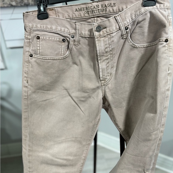 Men American Eagle slim straight fit beige denim size 34x32 jeans - Picture 8 of 8
